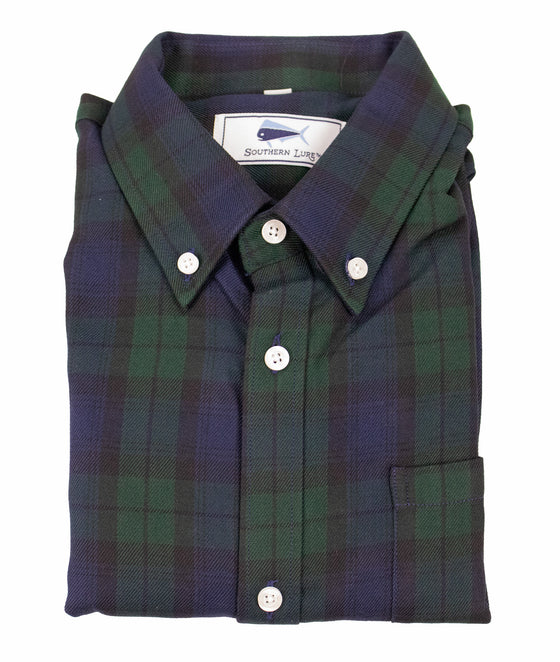 Youth Flannel Shirt - Green Navy