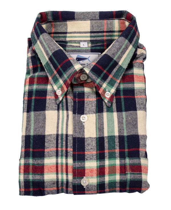 Adult Flannel Shirt - Navy Green Red | SOUTHERN LURE - Southern Lure