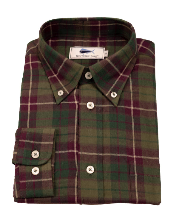 slim fit dress slacks Adult Flannel Shirt - Green Red | SOUTHERN LURE