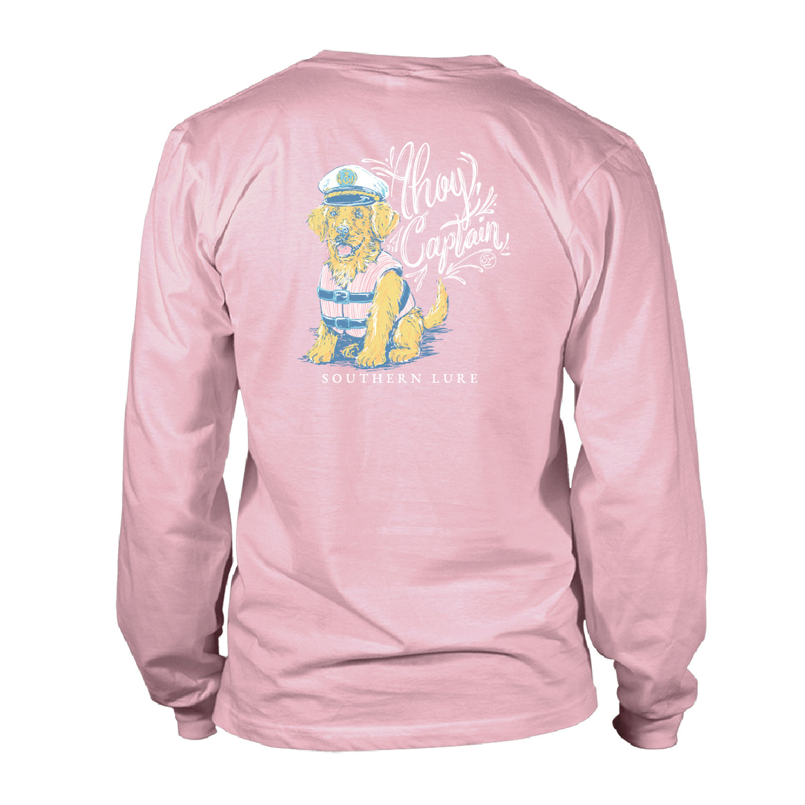 Women's Long Sleeve Cotton Tee - Ahoy Captain - Pink