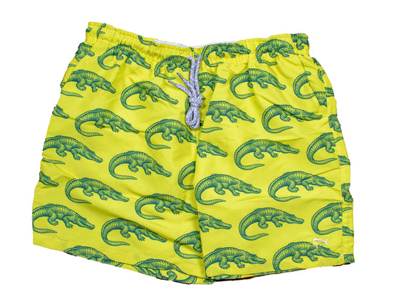 Boy's Youth & Toddler Printed Swim- Alligator - Yellow