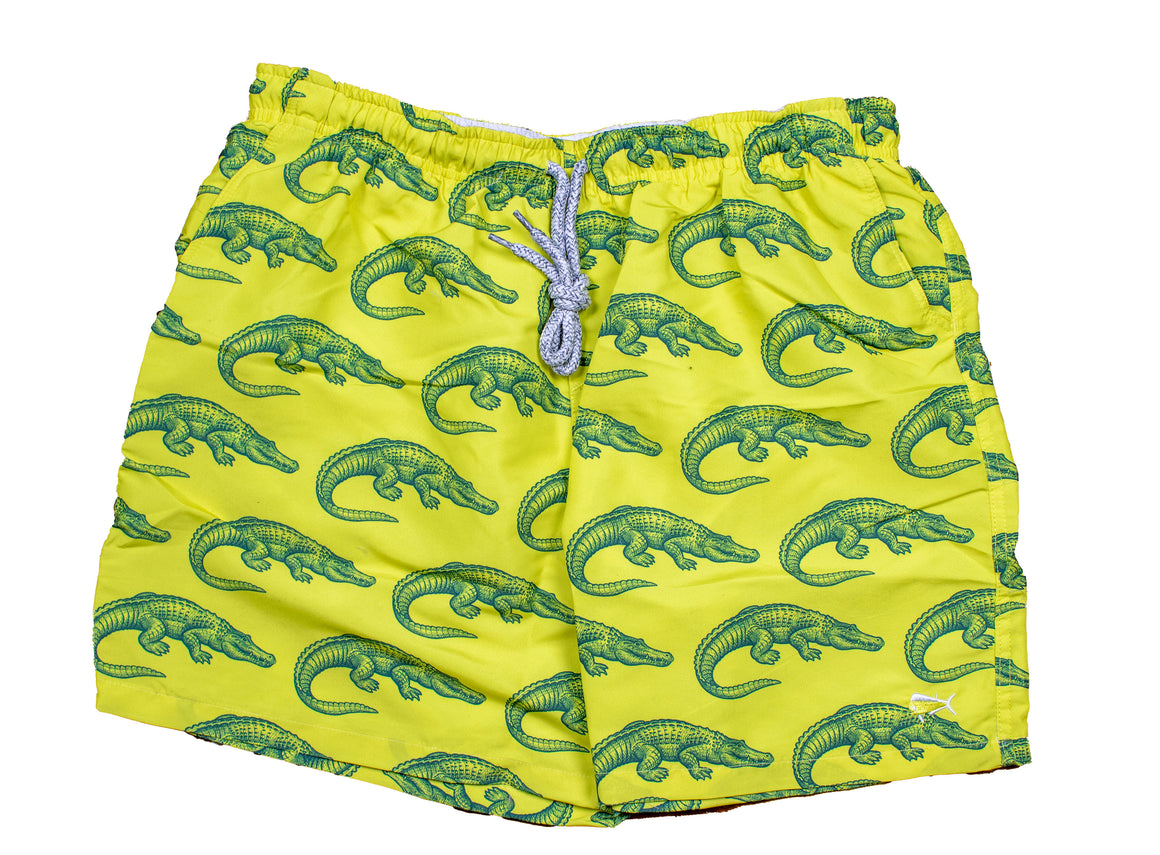 Boy's Youth & Toddler Printed Swim- Alligator - Yellow