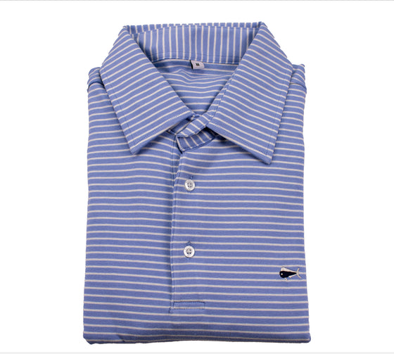 Youth & Toddler Short Sleeve Cotton Polo Shirt - Blue Skies Stripe