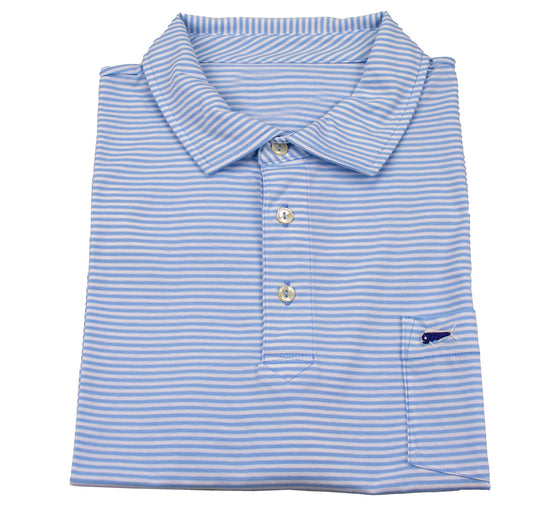Toddler Short Sleeve Polo Shirt - Sky Blue Stripe