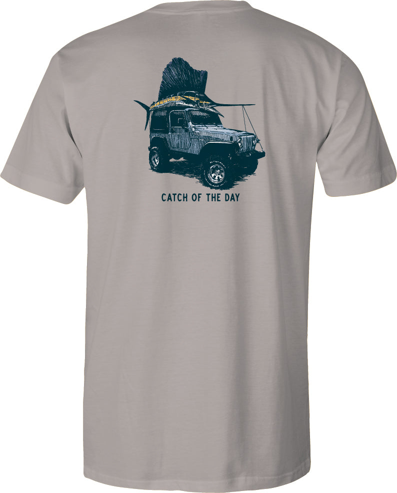 Adult Short Sleeve Tee Catch of the Day V5 - Granite