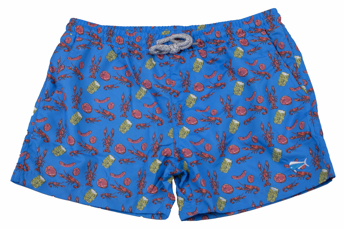 Boy's Youth & Toddler Printed Swim- Crawfish - Tropic Blue
