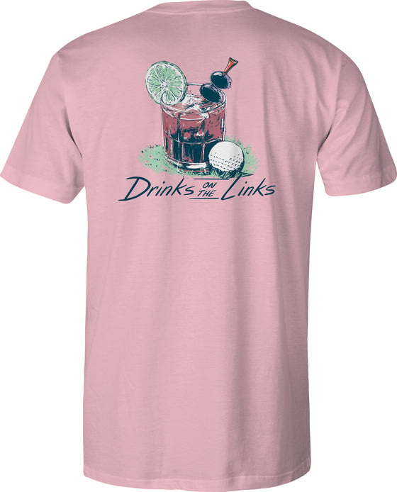 Adult Short Sleeve Tee - Drinks On The Links - Pink