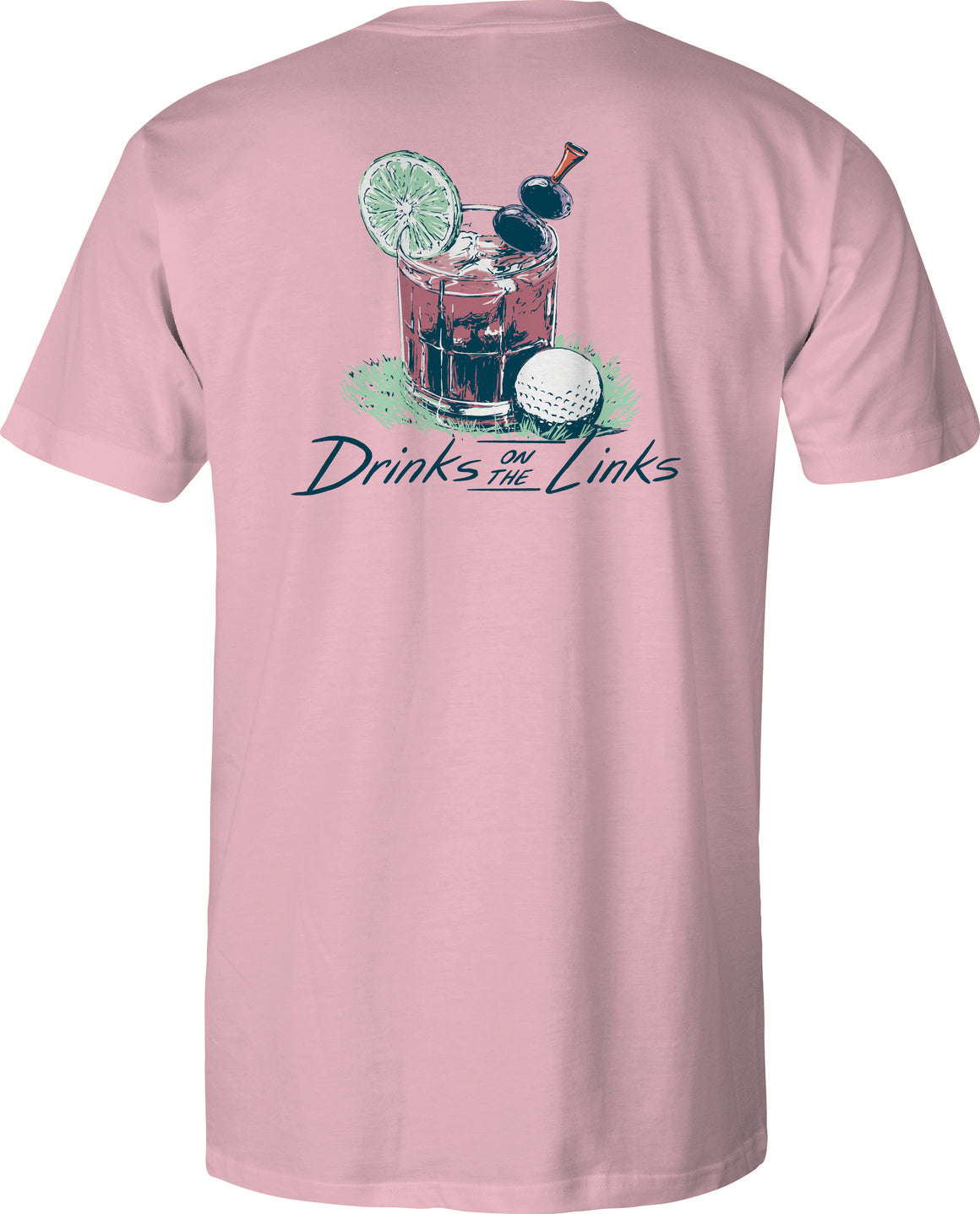 Adult Short Sleeve Tee - Drinks On The Links - Pink