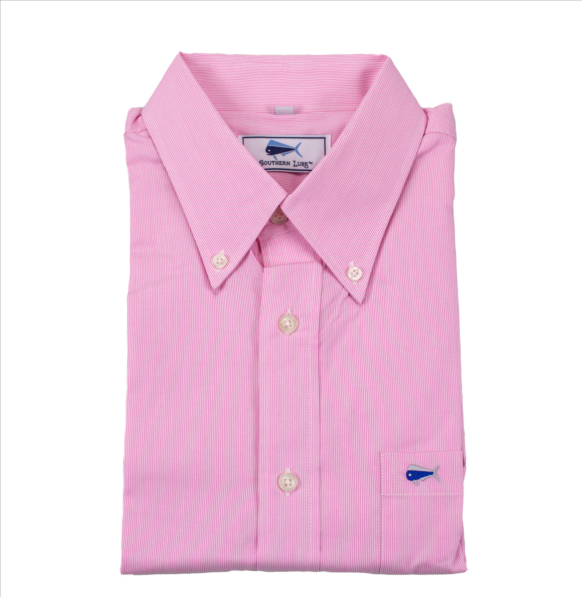 Men's Long Sleeve Sport Shirt - Fine Pink Gingham