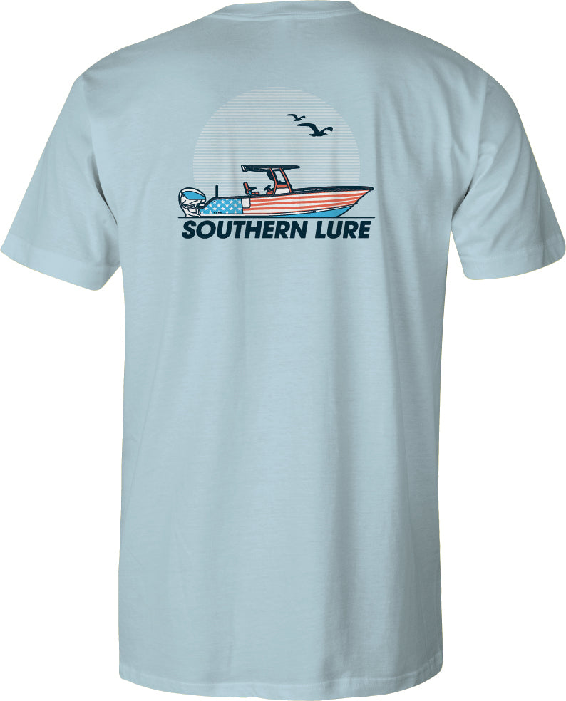 Short Sleeve Tee  Flag Boat - Sky Blue