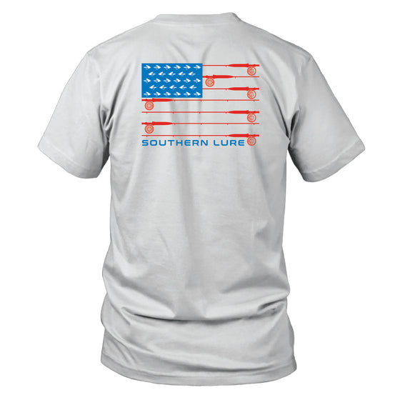 Adult Short Sleeve Cotton Tee Flag Poles - White