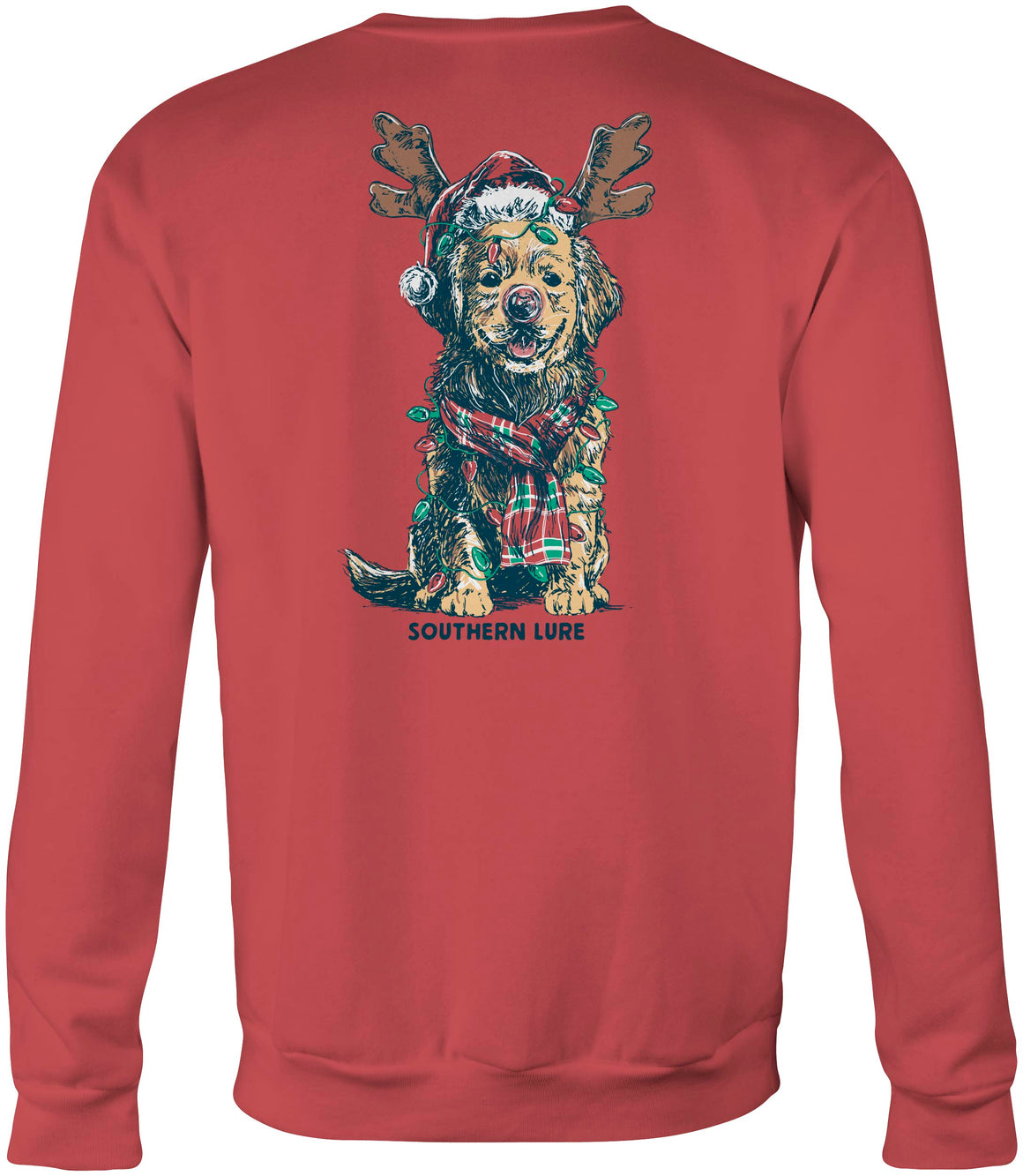 Adult Crew Neck Fleece - Holidog - Red