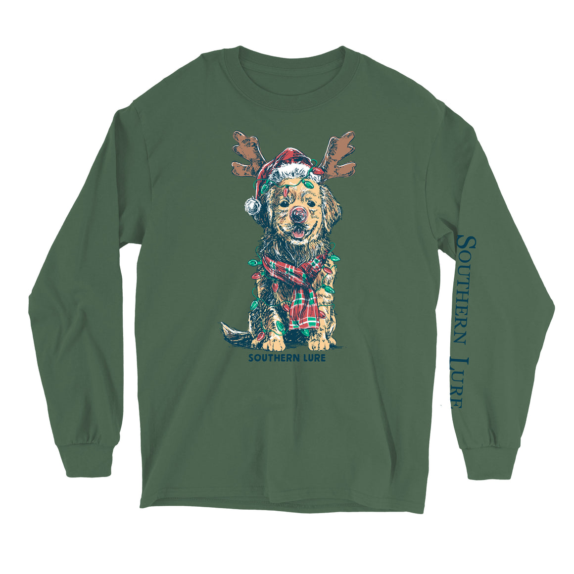 Toddler Long Sleeve Tee - Holidog - Oak Green