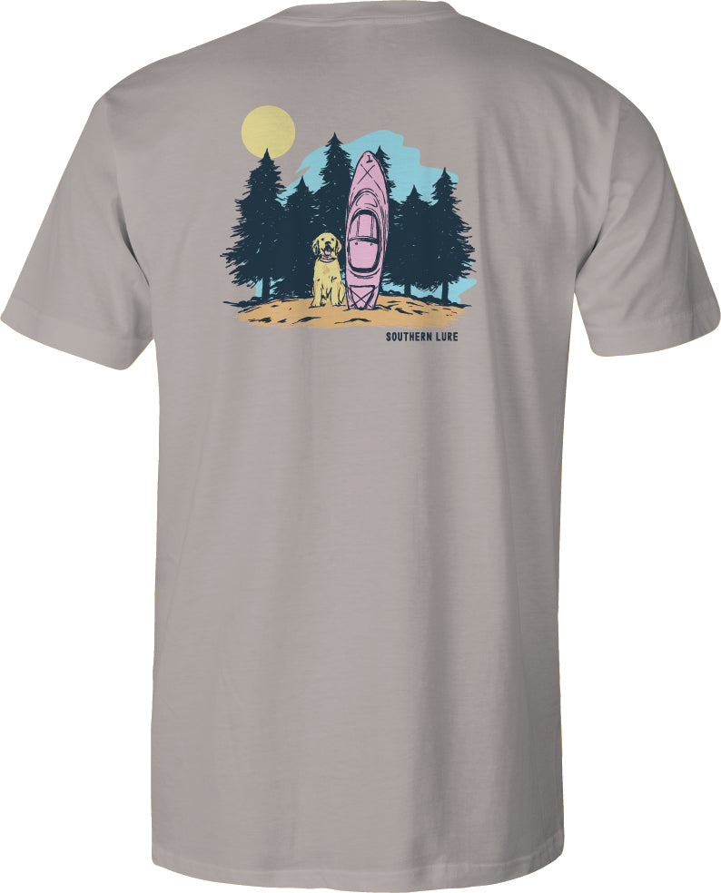 Adult Short Sleeve Tee Kayak Pup - Granite