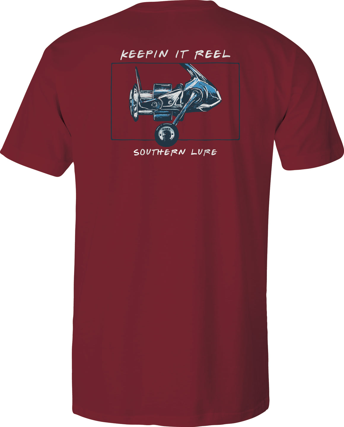 Adult Short Sleeve Tee - Keepin It Reel - Burgandy