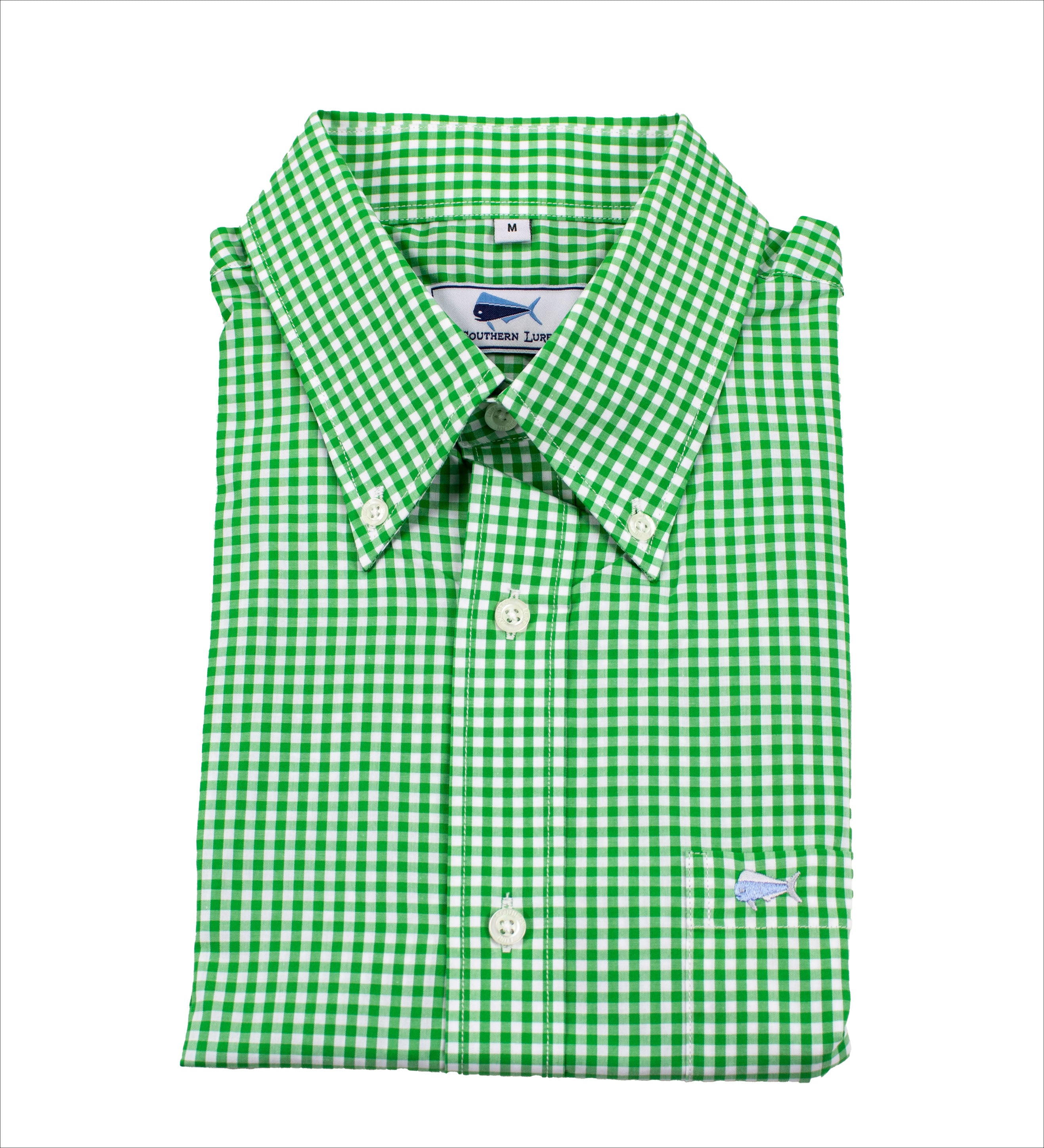 Men's Long Sleeve Sport Shirt - Kelly Green Gingham Men's Long Sleeve Sport Shirt - Kelly Green Gingham