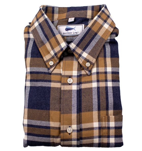 Adult Flannel Shirt - Khaki Navy