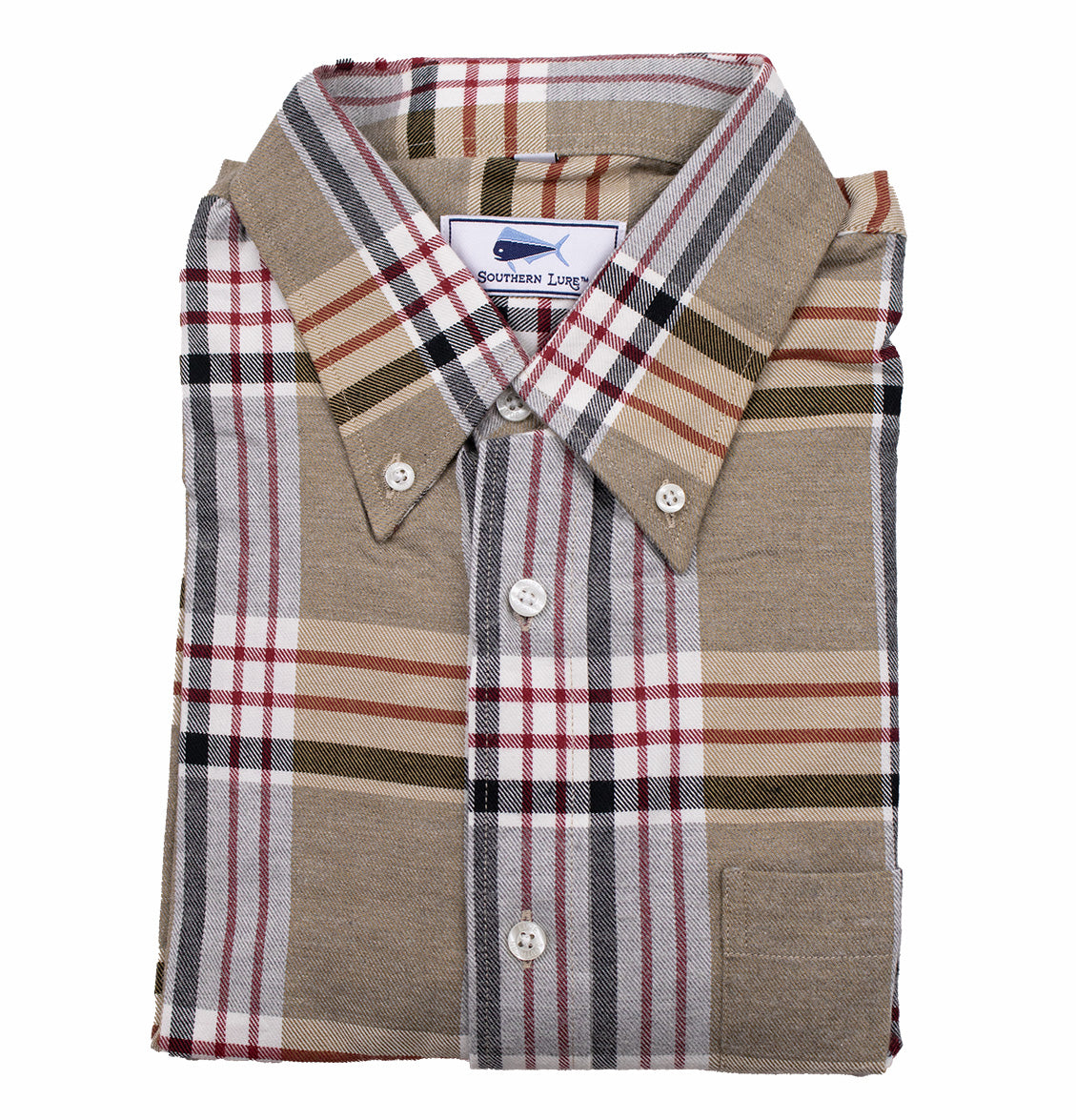 Adult Flannel Shirt - Khaki Red