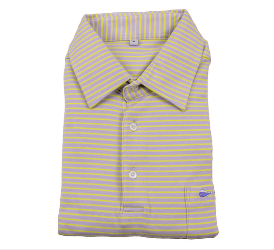 Men's Short Sleeve Sport Polo - Stripe - Lavender Sun