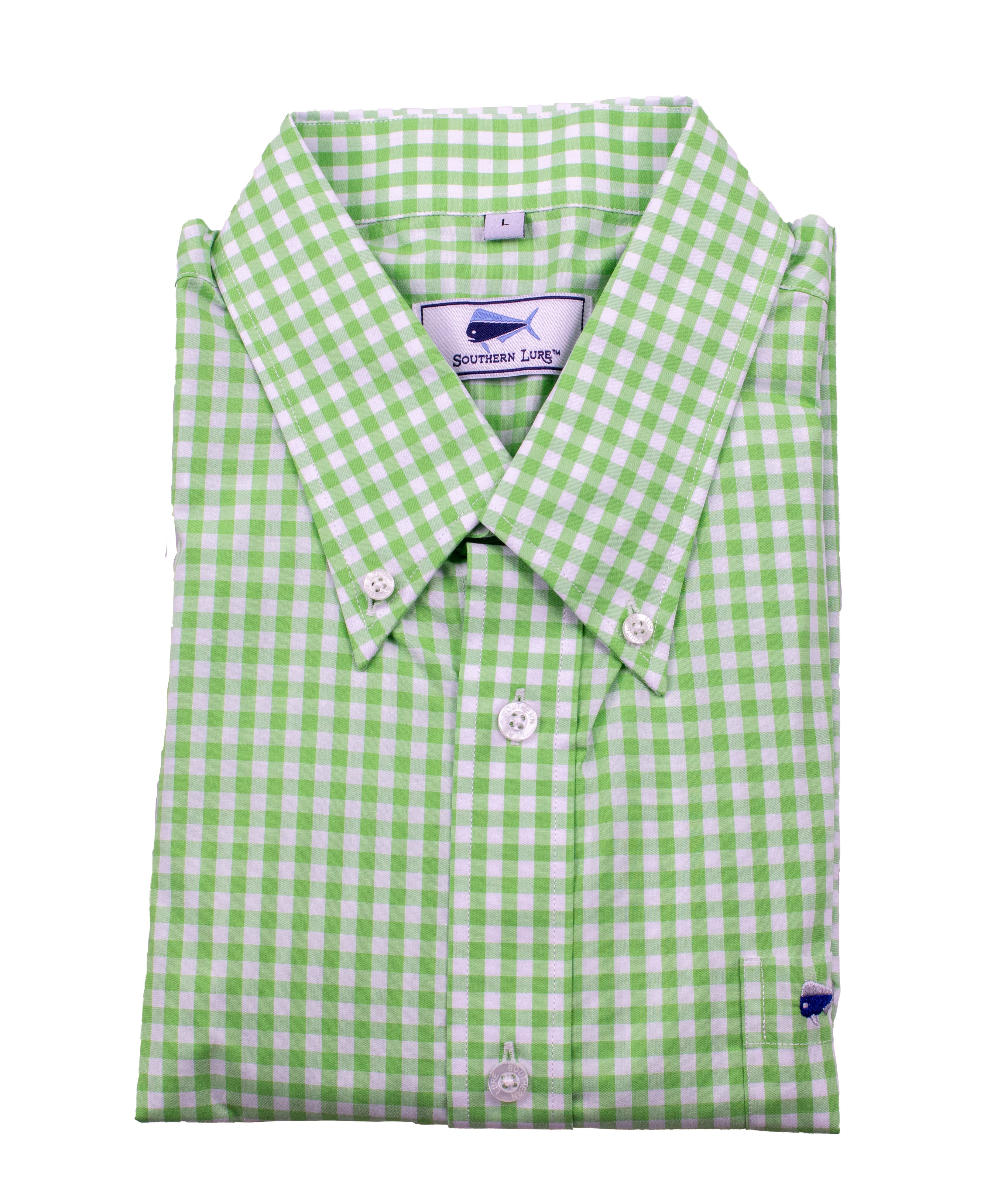 Men's Long Sleeve Sport Shirt - Light Lime Green Gingham Men's Long Sleeve Sport Shirt - Light Lime Green Gingham