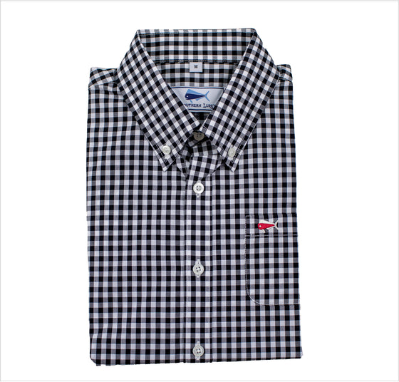 Youth & Toddler Short Sleeve Woven Sport Shirt - Midnight Gingham