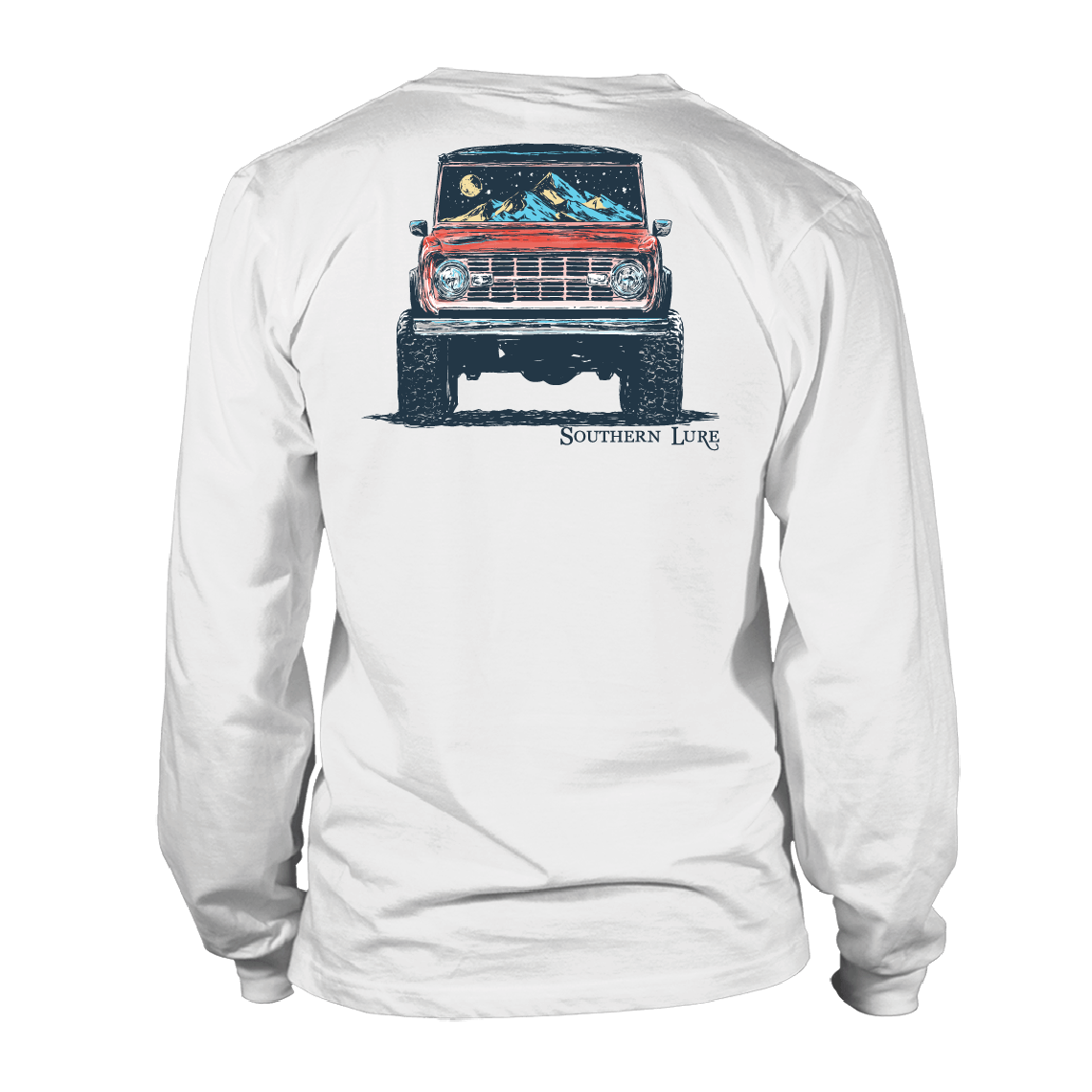 Youth & Toddler Long Sleeve Cotton Tee - Mountain Bronco - White