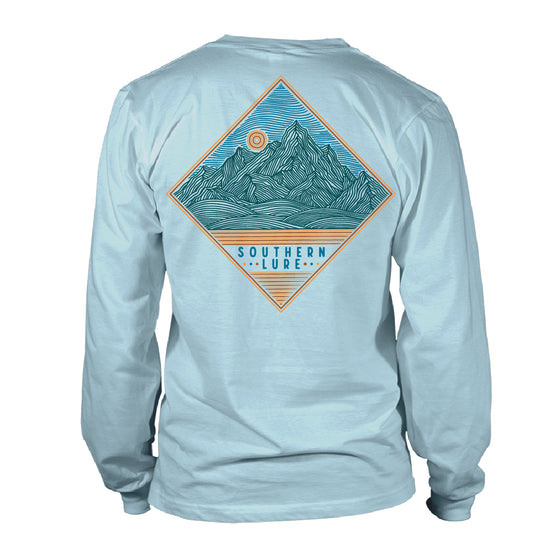 Adult Long Sleeve Tee - Mountain Diamond - Sky Blue