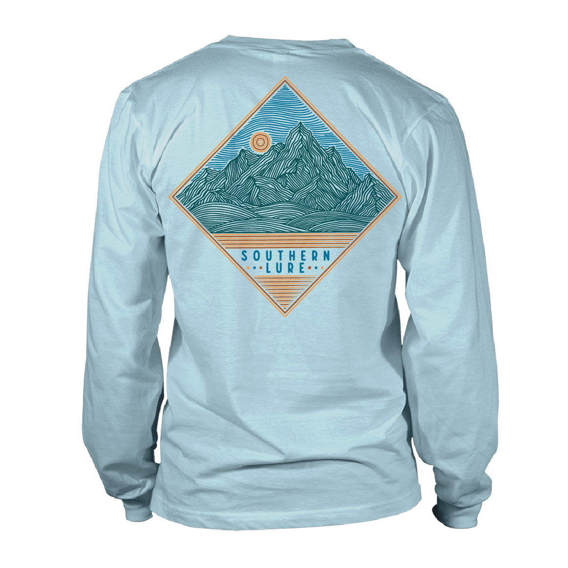 Adult Long Sleeve Tee - Mountain Diamond - Sky Blue