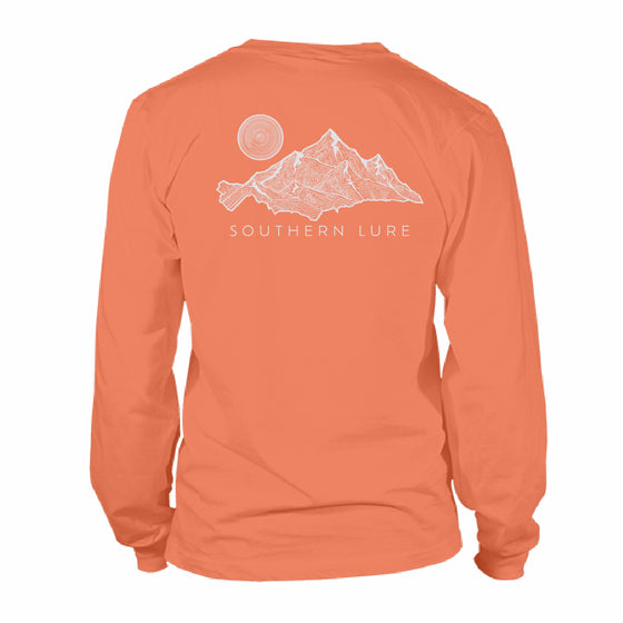 Men's Long Sleeve UV50 Performance - Mtn Lines - Burnt Orange