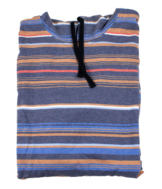 Adult Striped Fleece Hoodie Pullover Sweatshirt - Navy Clay