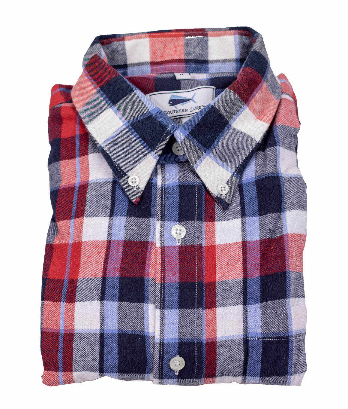 Adult Flannel Shirt - Red White Navy Blue