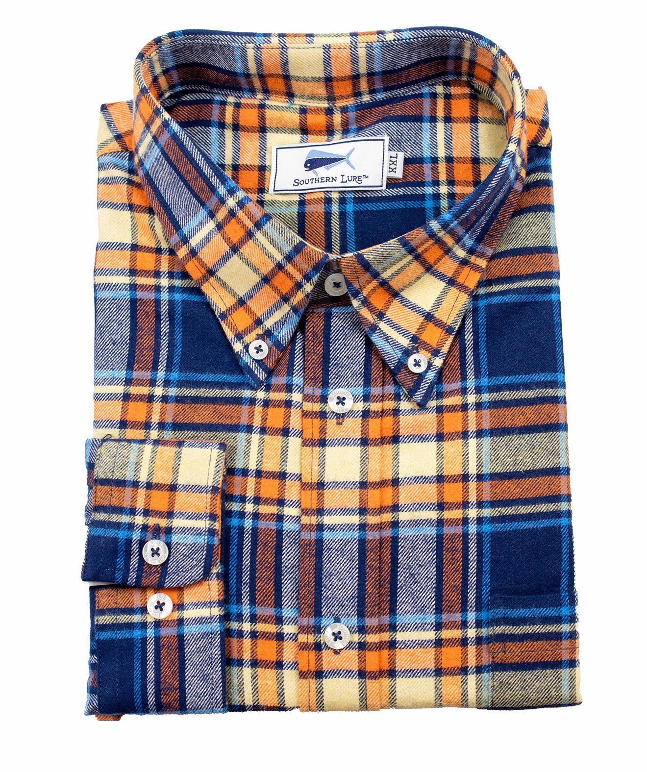 Adult Flannel Shirt - Orange Navy Adult Flannel Shirt - Orange Navy