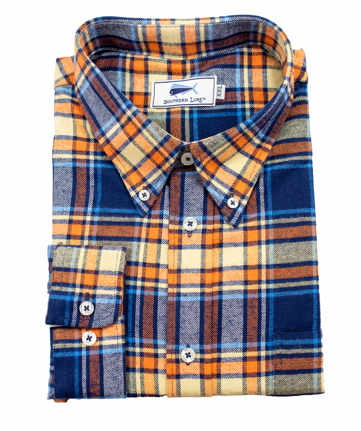 Adult Flannel Shirt - Orange Navy