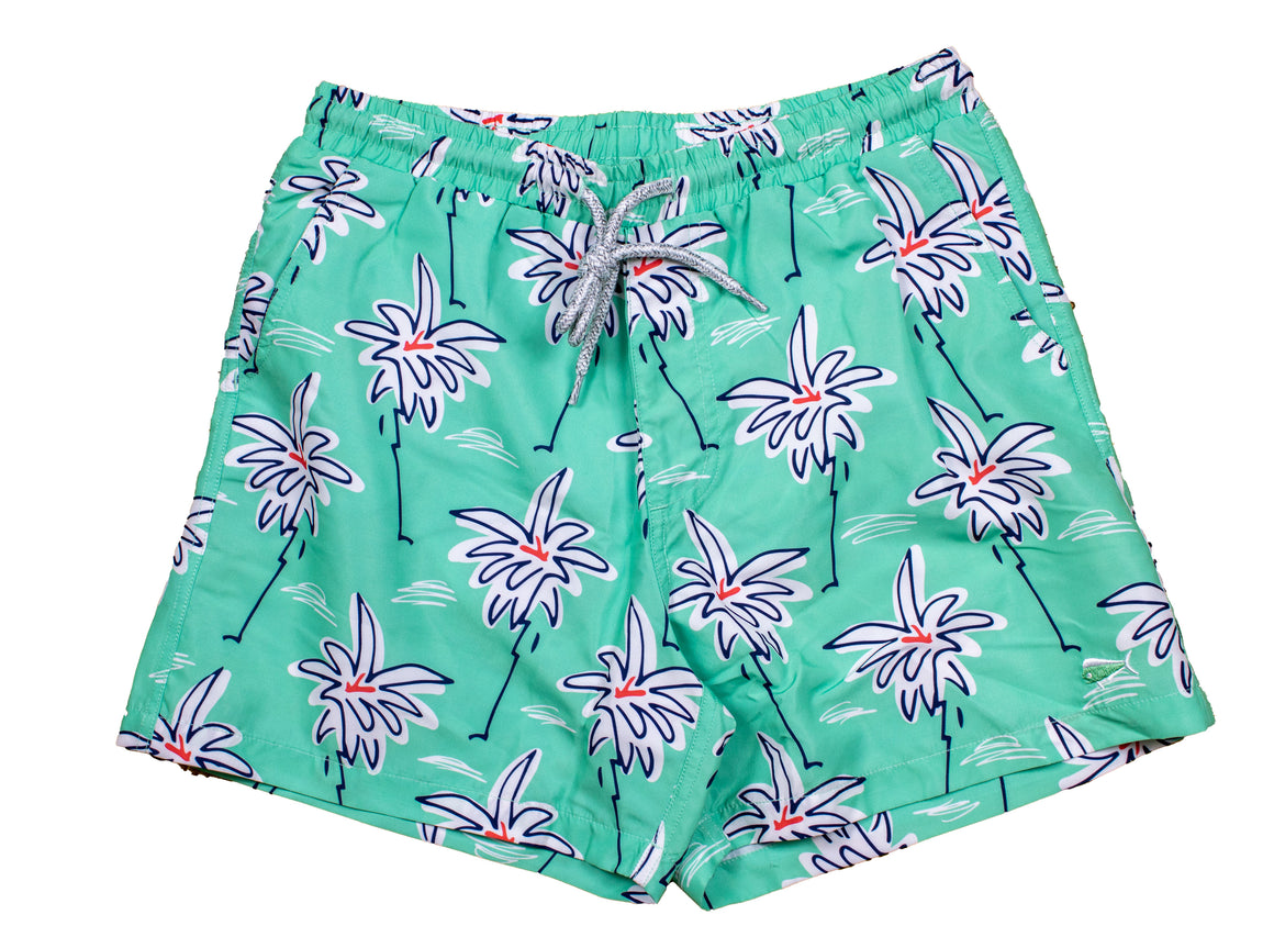 Boy's Youth & Toddler Printed Swim- Palms - Mint