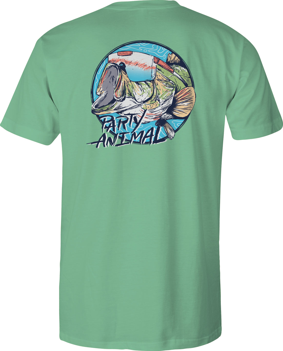 Adult Short Sleeve Tee Party Animal Bass - Seafoam
