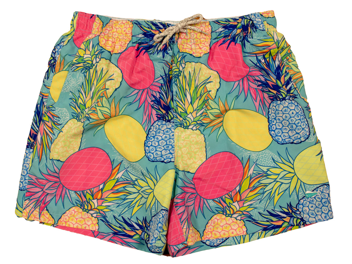 Boy's Youth & Toddler Printed Swim- Pineapple - Turquoise