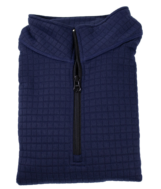 Adult Quilted Quarter Zip Fleece Pullover - Navy