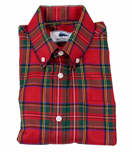 Youth & Toddler Flannel Shirt - Red Holiday Plaid