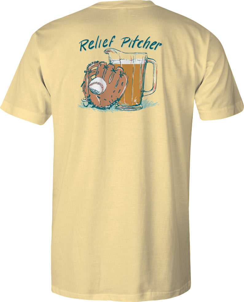 Short Sleeve Cotton Tee Relief Pitcher - Yellow