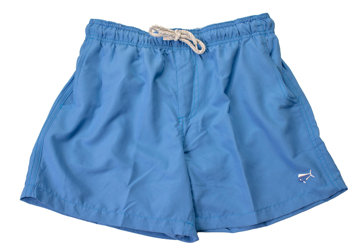 Boy's Youth - Solid Swim Trunks - Tropical Ocean Blue