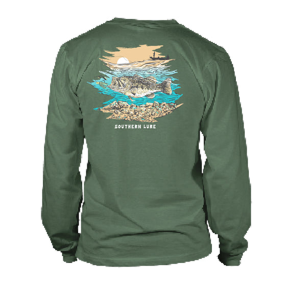 Long Sleeve Cotton T shirt - Fishing Cart Slate