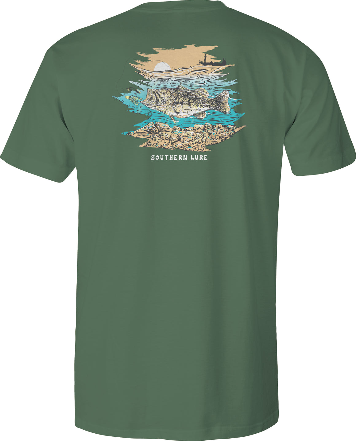 Youth Short Sleeve Tee Bass Fisherman - Oak Green