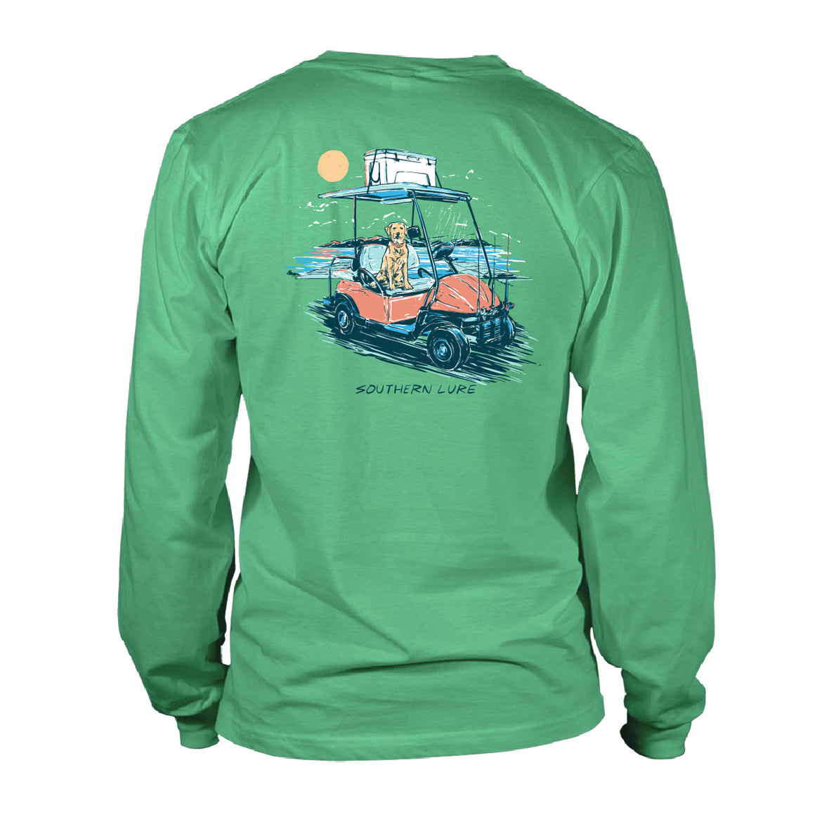 Youth Long Sleeve UV50 Performance Tee Shirt - Fishing Cart - Seafoam