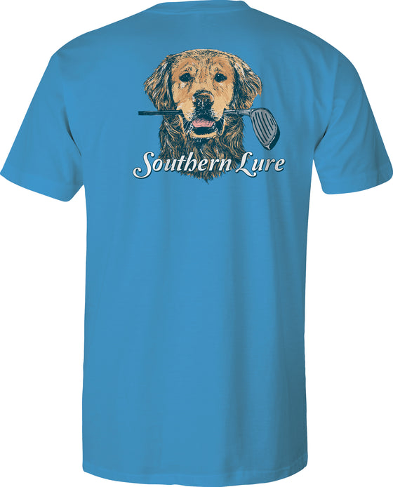 Youth & Toddler Short Sleeve Cotton Tee - Golden Golf - Tropic Blue
