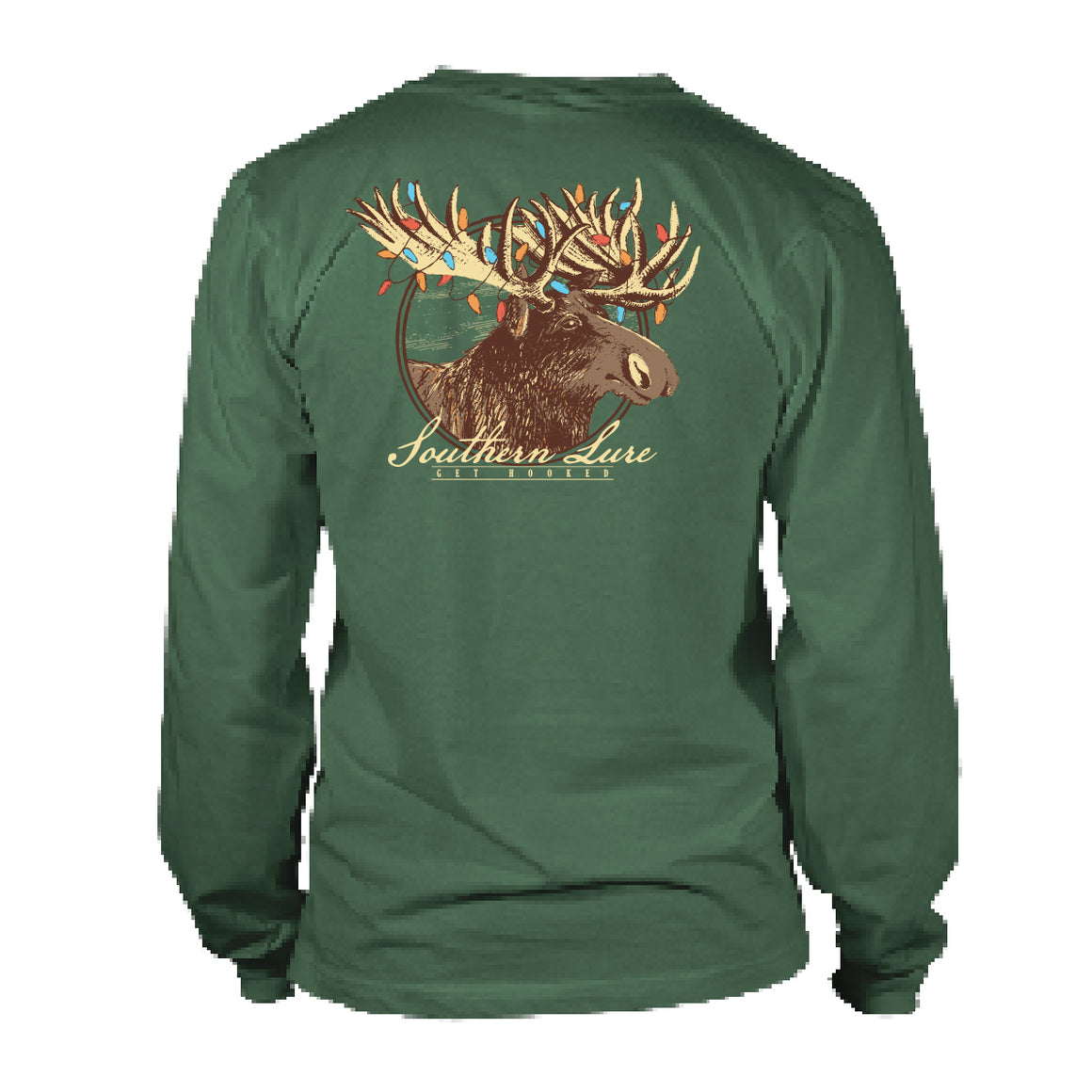 Youth & Toddler Long Sleeve Tee Moose Lights  - Oak Green