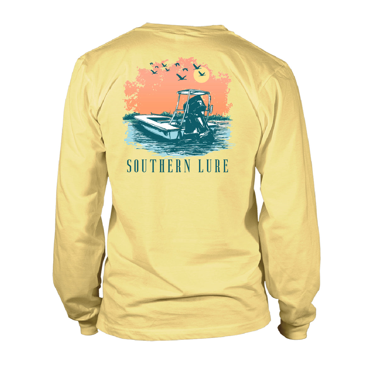Youth Long Sleeve UV50 Performance Tee Shirt - Sunset Skiff - Yellow