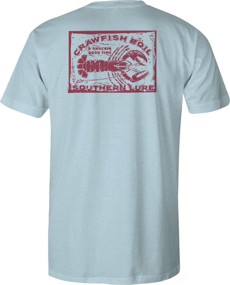 Men's Short Sleeve UV50 Performance - Crawfish Boil - Sky Blue