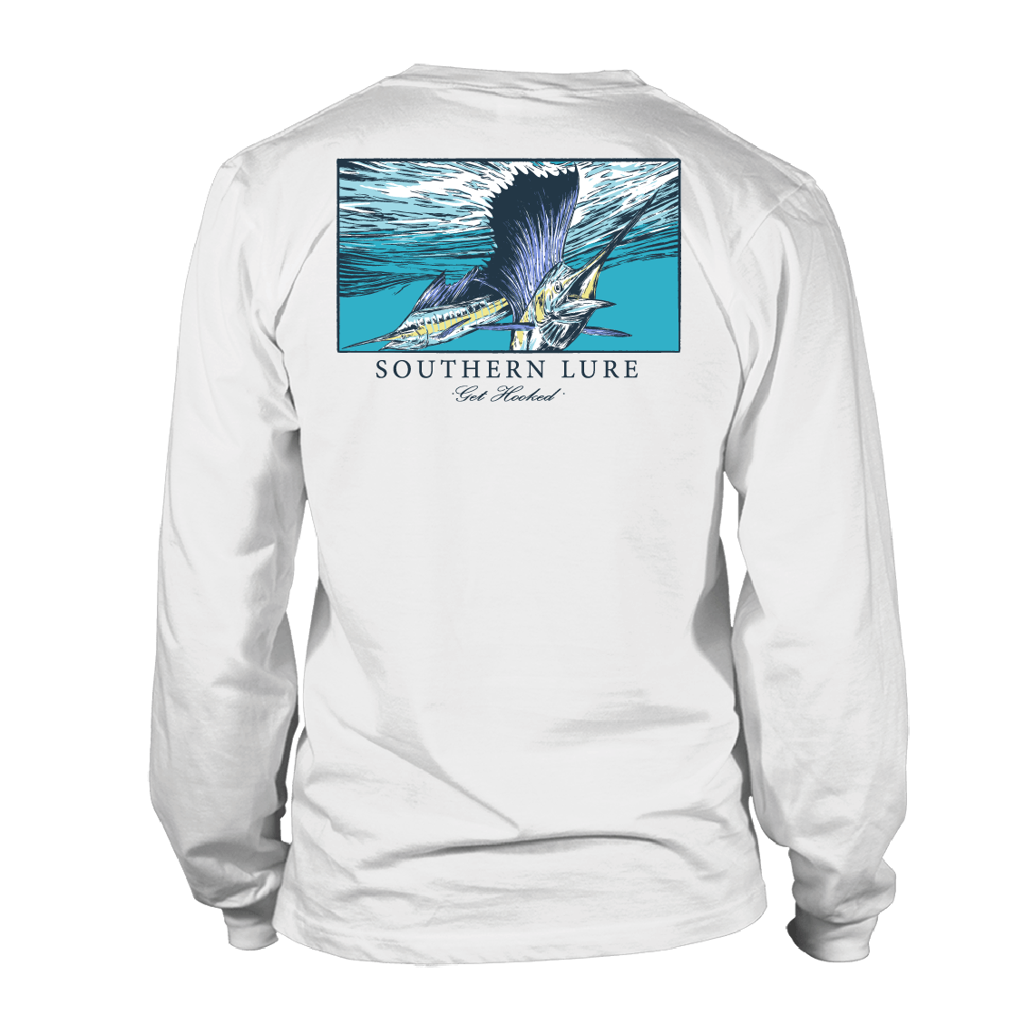 Adult Long Sleeve Cotton Tee - Sailfish - White