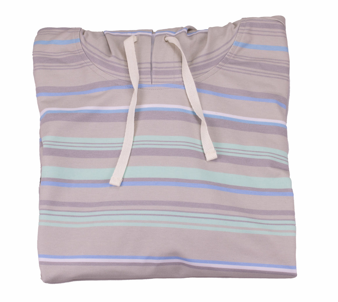 Adult Striped Fleece Hoodie Pullover Sweatshirt - Seaglass