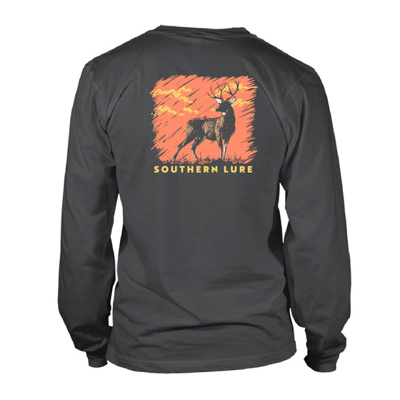Youth Long Sleeve Tee - Sunset Buck - Black Wash